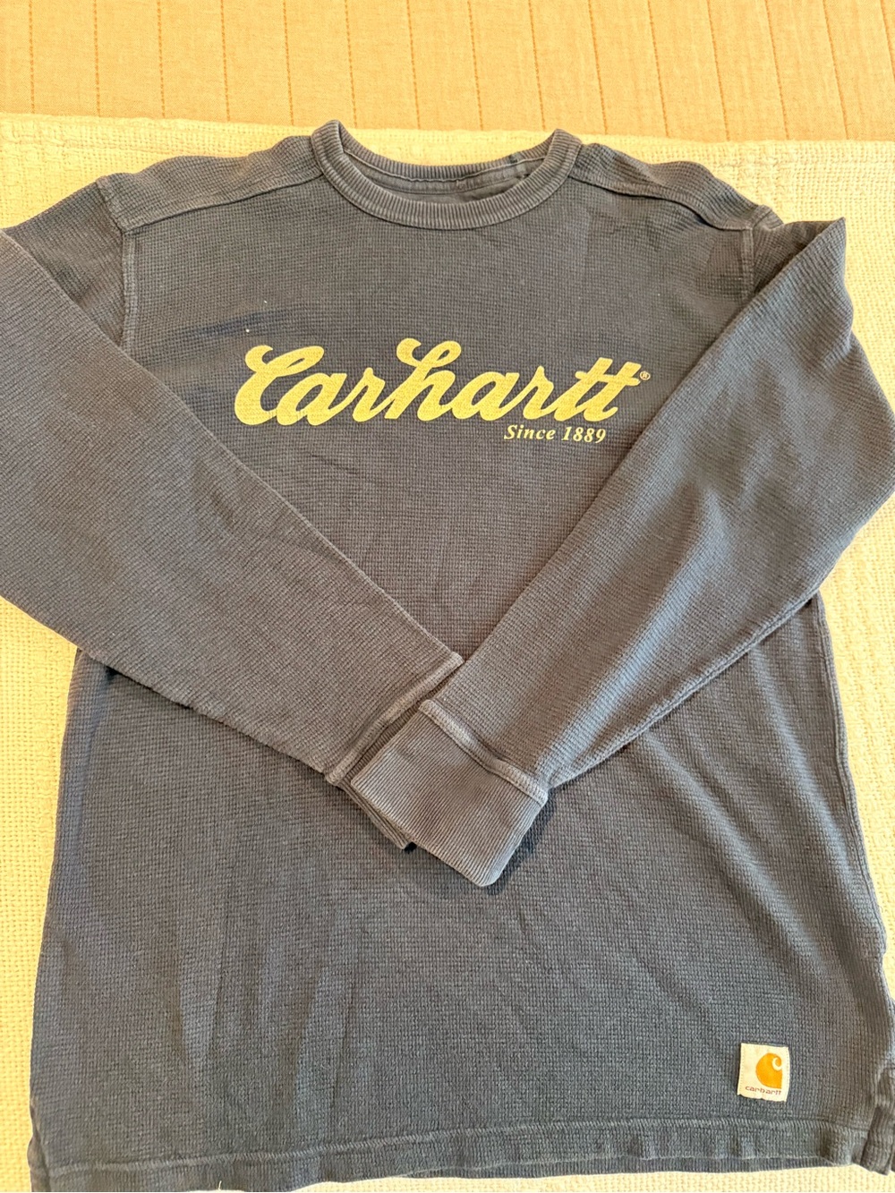 Carhartt Men’s Long Sleeve Thermal Shirt - Navy with Yellow Logo